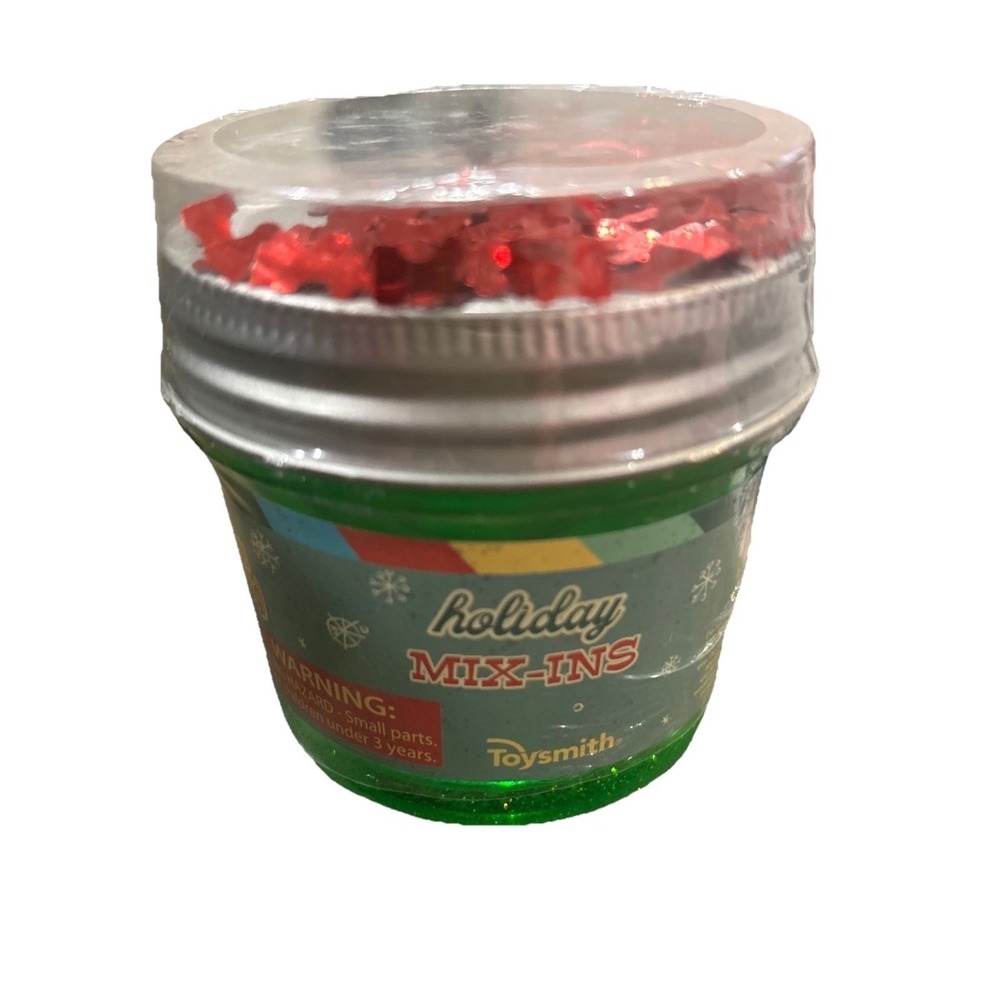 Toysmith Sparkle Holiday Mix ins Slime, Green With Red Mix Ins 5.5 Ounces New